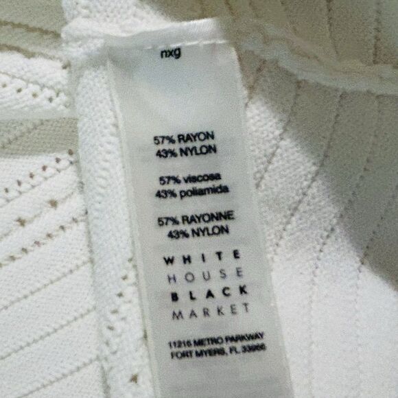 White House Black Market Bell Sleeve Top XS Ivory Pointelle Fabric Career EUC - Picture 9 of 11